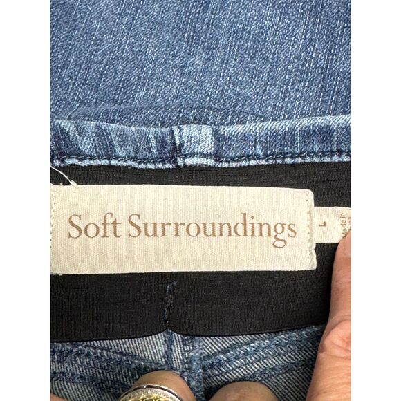 SOFT SURROUNDINGS Ultimate Pull-On Jeans Front Seam Detail, Sz L - Picture 6 of 6
